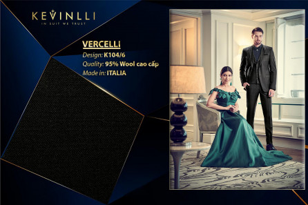 K104/6 Vercelli CX - Vải Suit 95% Wool - Đen Trơn